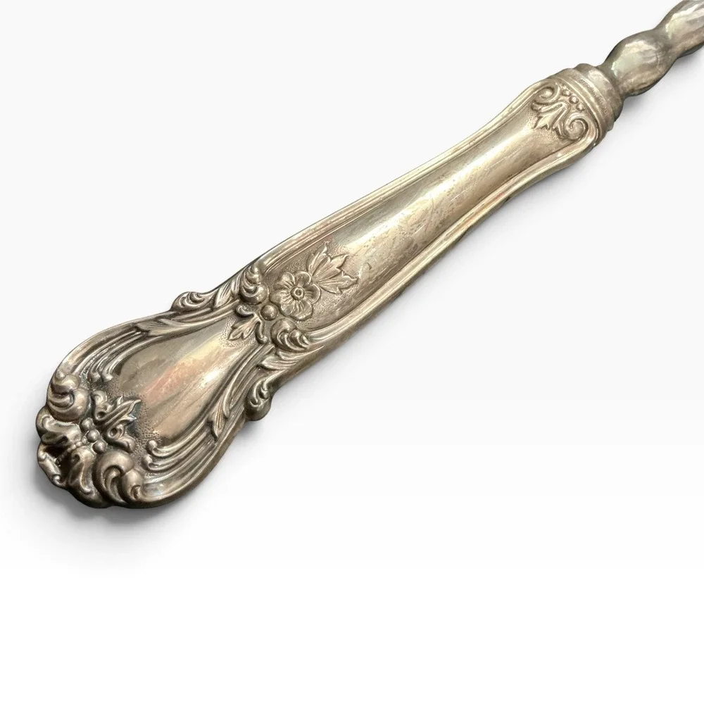 Sheffield England Vintage Silverplate Punch Bowl Ladle Ornate Floral 14